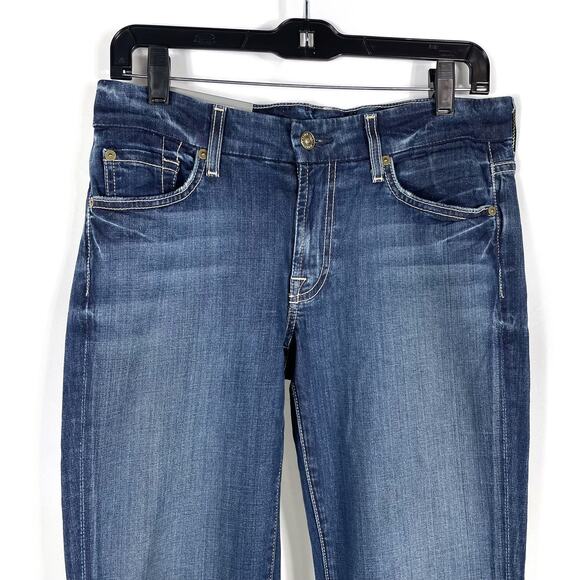 7 for All Mankind Kimmie Jeans Blue Low Waist Zip Fly Bootcut Leg Sz 28 - Picture 4 of 9